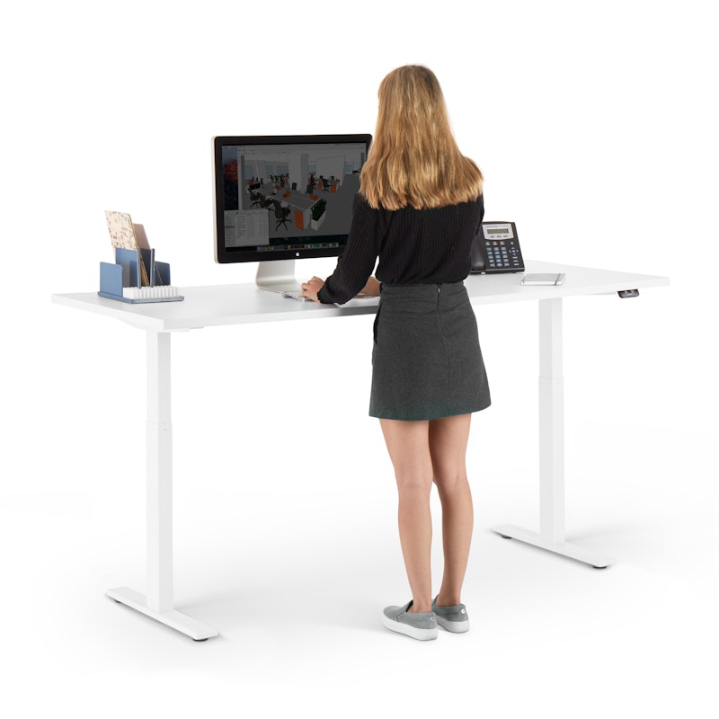 Series L 2S Adjustable Height Single Desk, White, 72", White Legs,White,hi-res image number 3