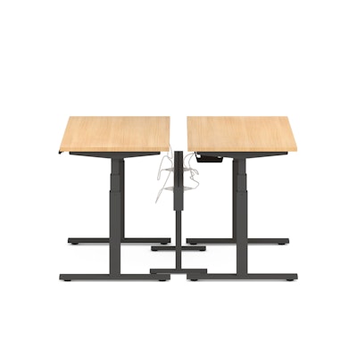 Series L Desk for 2 + Boom Power Rail, Natural Oak, 47", Charcoal Legs,Natural Oak,hi-res