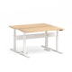 Series L Desk for 2 + Boom Power Rail, Natural Oak, 57", White Legs,Natural Oak,hi-res
