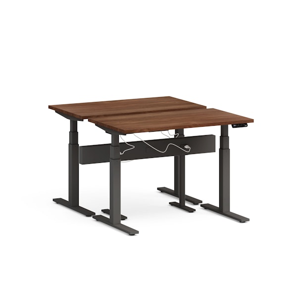 Series L Desk for 2 + Boom Power Rail, Walnut, 47", Charcoal Legs,Walnut,hi-res