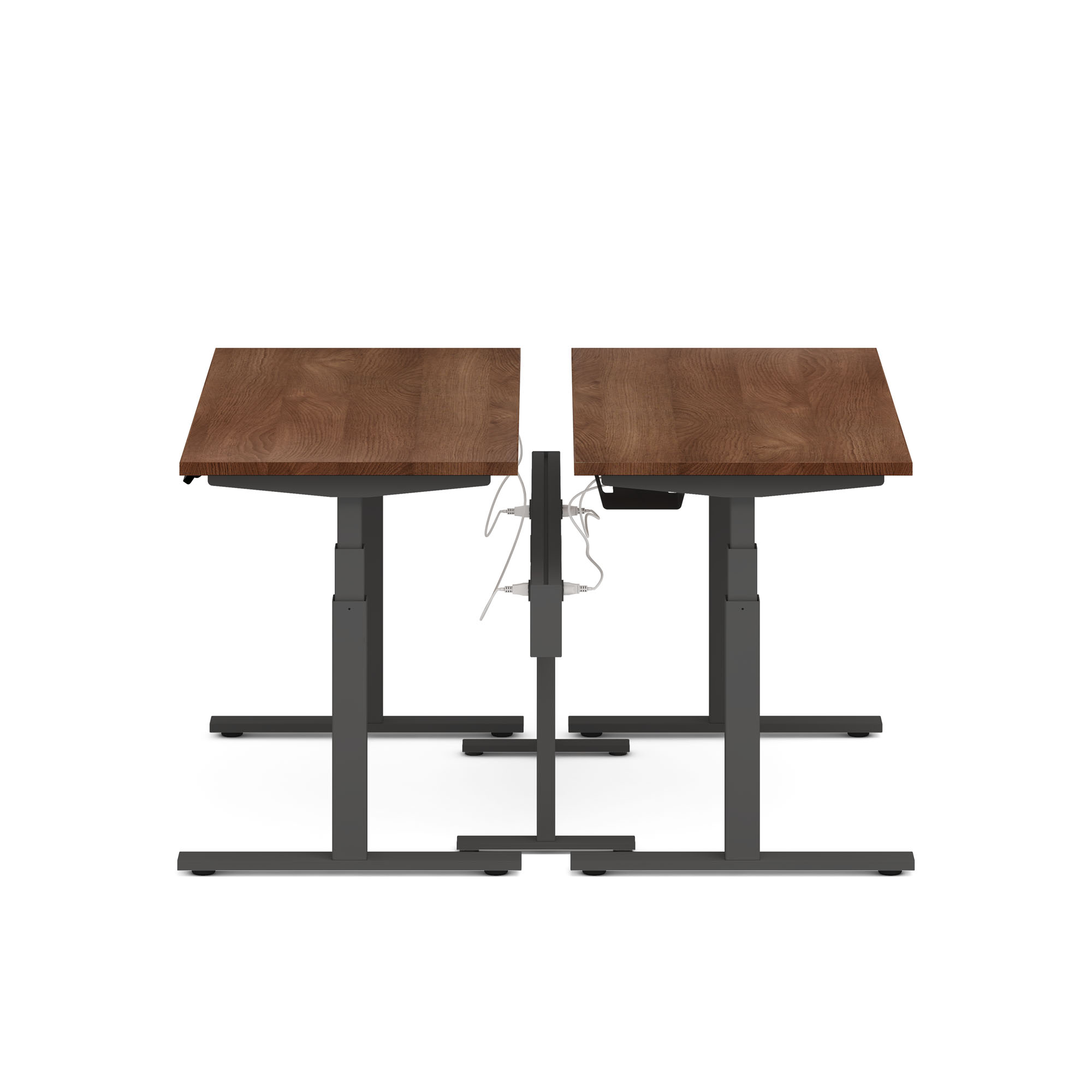 Series L Desk for 2 + Boom Power Rail, Walnut, 57", Charcoal Legs,Walnut,hi-res