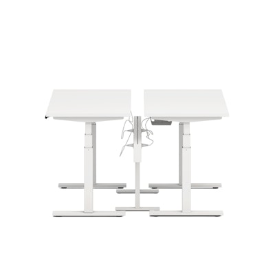 Series L Desk for 2 + Boom Power Rail, White, 47", White Legs,White,hi-res