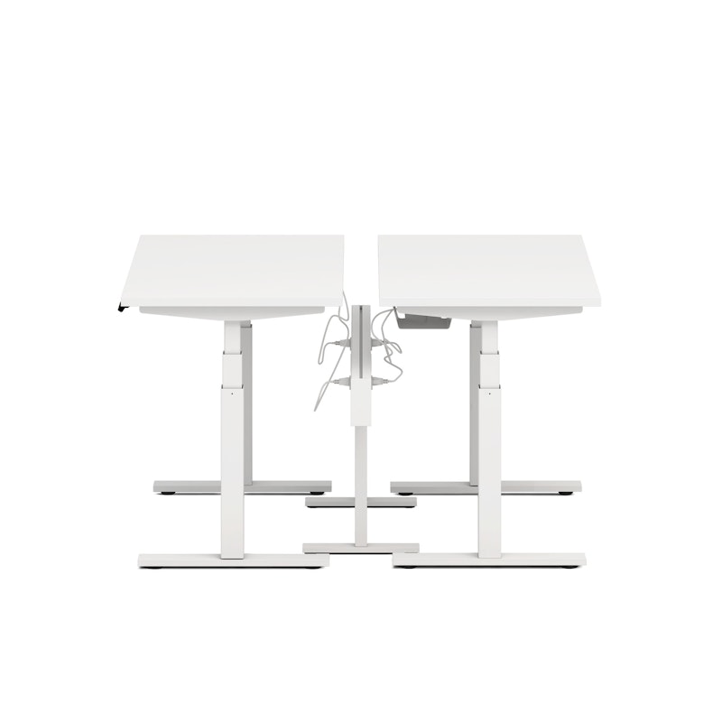 Series L Desk for 2 + Boom Power Rail, White, 47", White Legs,White,hi-res image number 1.0