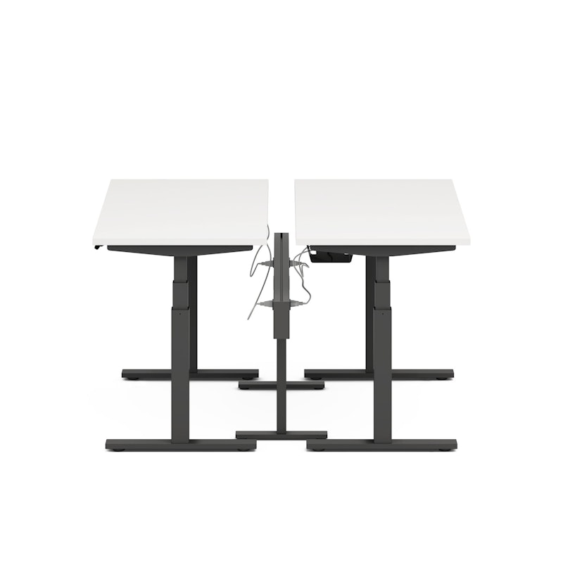 Series L Desk for 2 + Boom Power Rail, White, 57", Charcoal Legs,White,hi-res image number 1.0