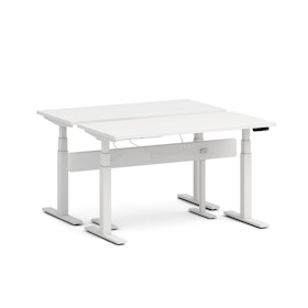 Series L Desk for 2 + Boom Power Rail, White, 57", White Legs,White,hi-res