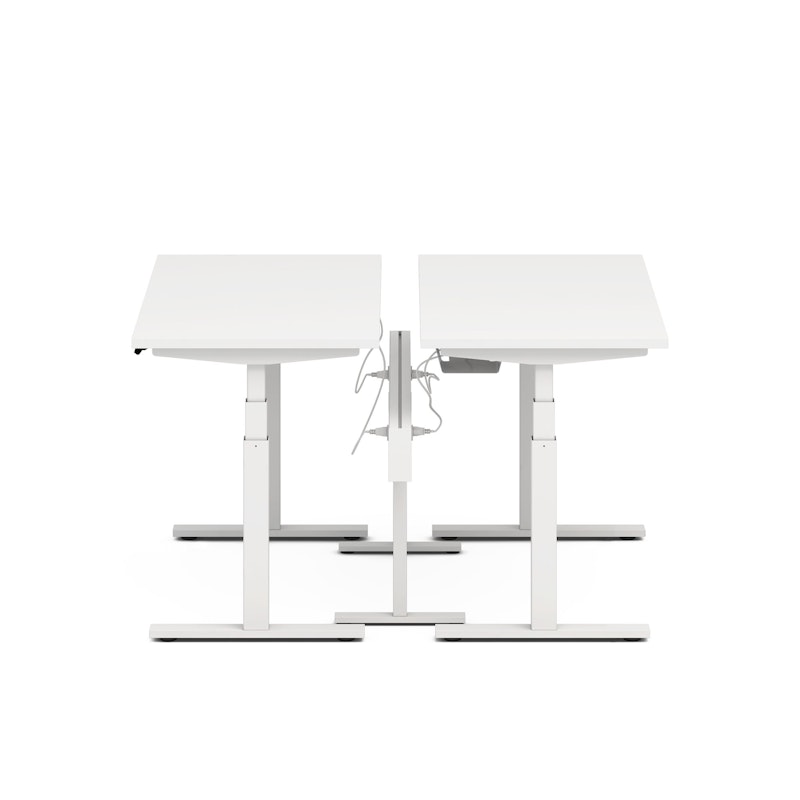 Series L Desk for 2 + Boom Power Rail, White, 57", White Legs,White,hi-res image number 1.0