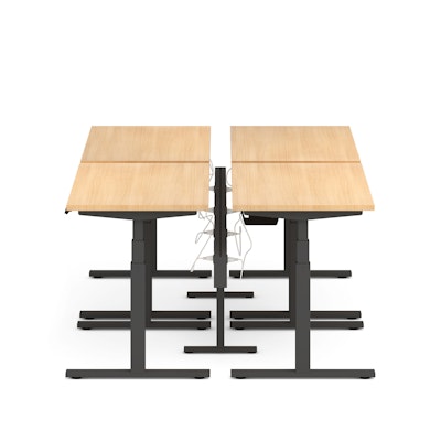 Series L Desk for 4 + Boom Power Rail, Natural Oak, 47", Charcoal Legs,Natural Oak,hi-res
