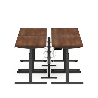 Series L Desk for 4 + Boom Power Rail, Walnut, 47", Charcoal Legs,Walnut,hi-res
