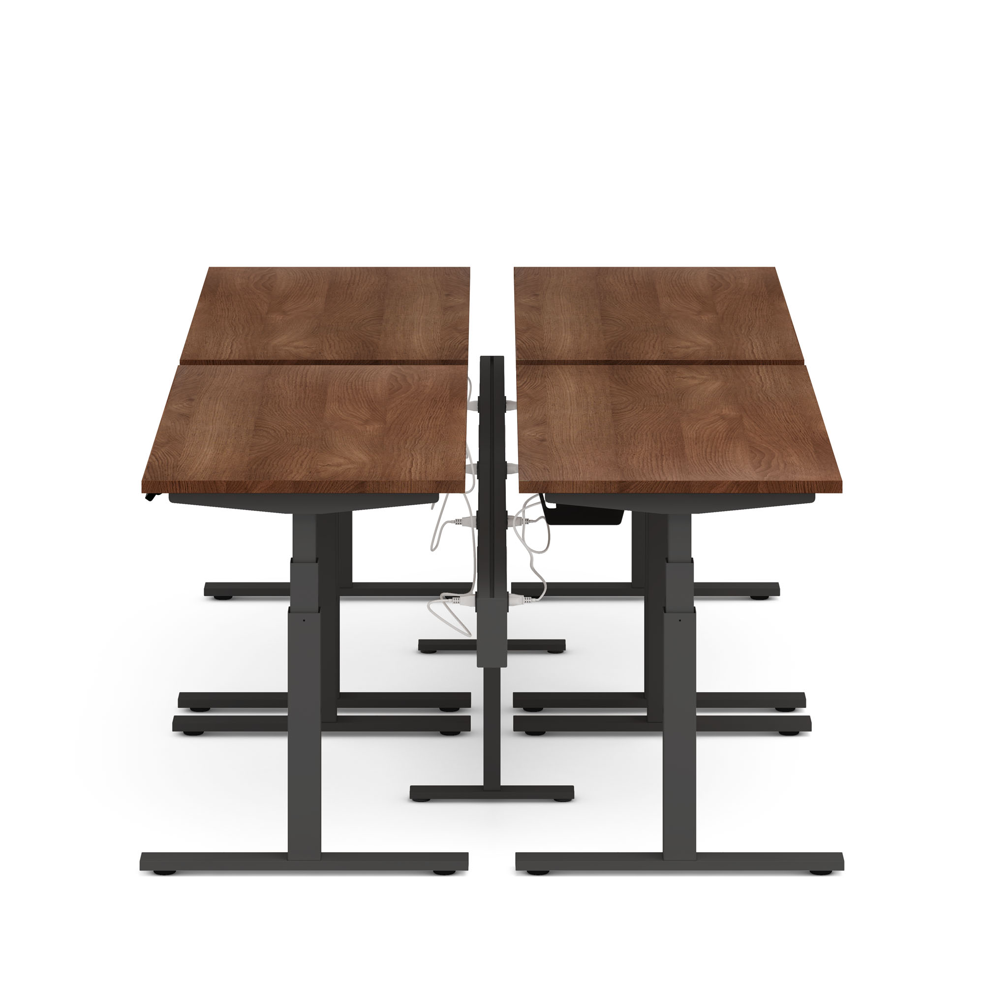 Series L Desk for 4 + Boom Power Rail, Walnut, 57", Charcoal Legs,Walnut,hi-res
