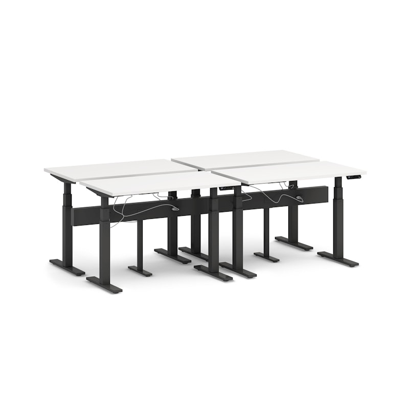 Series L Desk for 4 + Boom Power Rail, White, 47", Charcoal Legs,White,hi-res image number 0.0