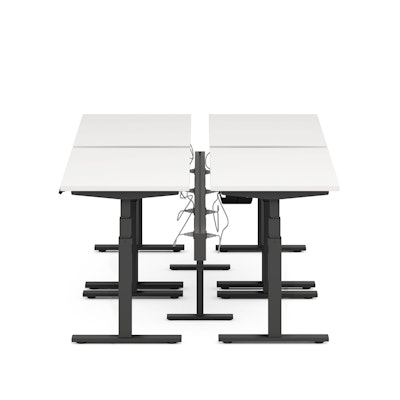 Series L Desk for 4 + Boom Power Rail, White, 47", Charcoal Legs,White,hi-res