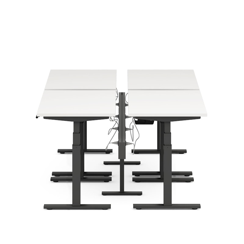 Series L Desk for 4 + Boom Power Rail, White, 47", Charcoal Legs,White,hi-res image number 2
