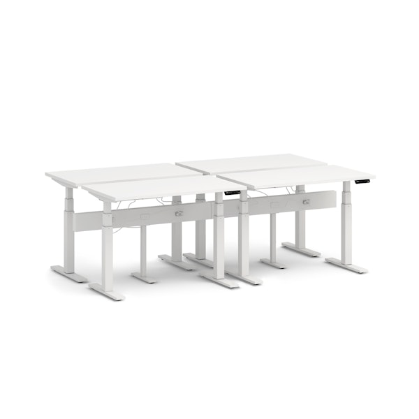 Series L Desk for 4 + Boom Power Rail, White, 47", White Legs,White,hi-res