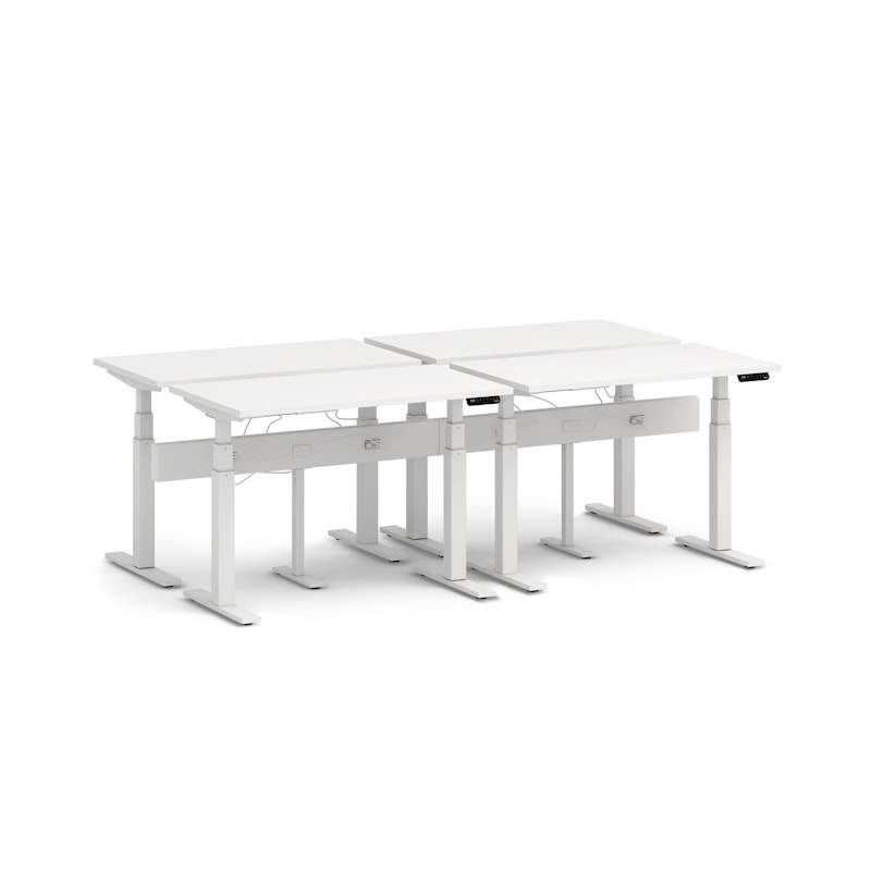 Series L Desk for 4 + Boom Power Rail, White, 47", White Legs,White,hi-res image number 1