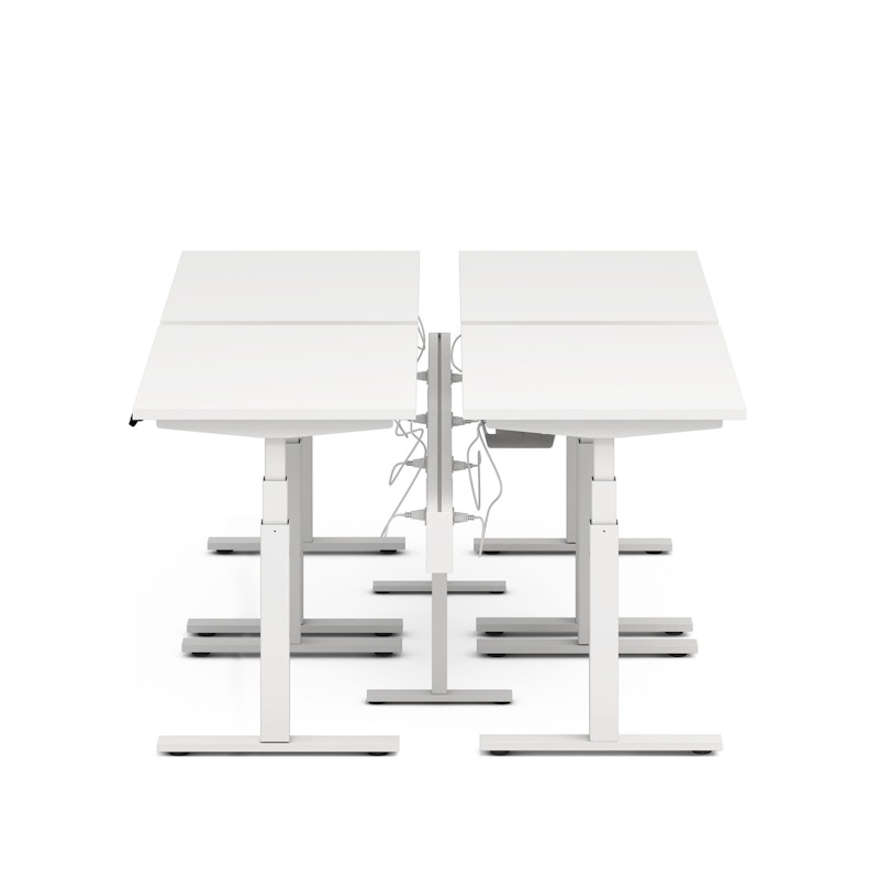 Series L Desk for 4 + Boom Power Rail, White, 47", White Legs,White,hi-res image number 2