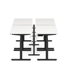 Series L Desk for 4 + Boom Power Rail, Charcoal Legs