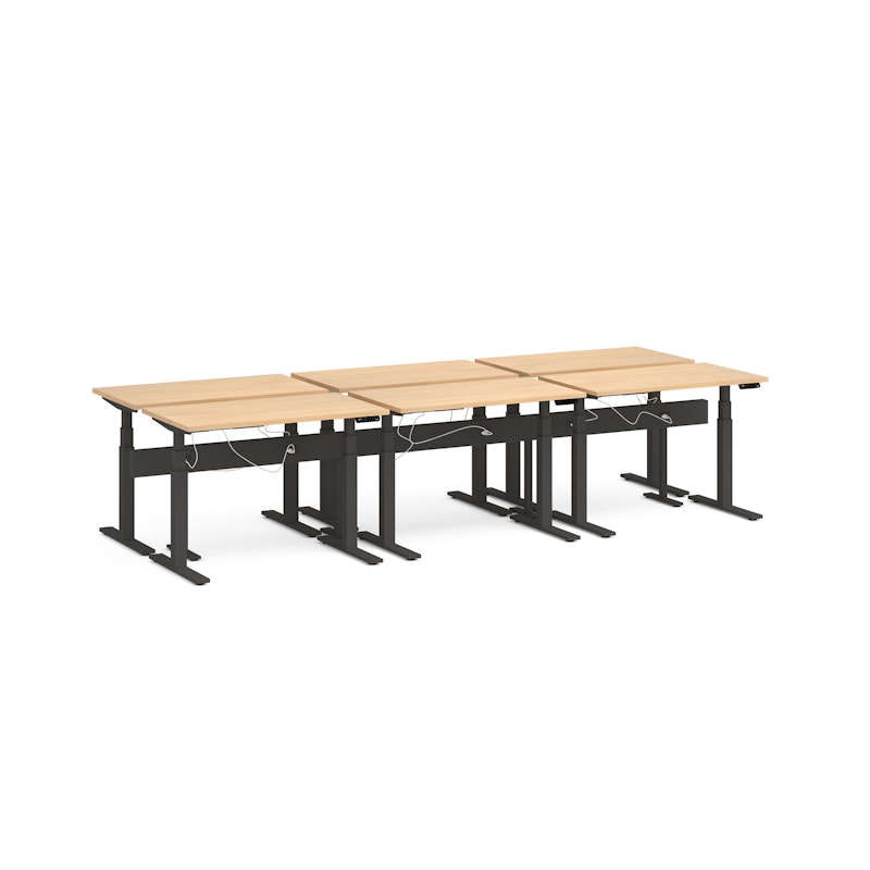 Series L Desk for 6 + Boom Power Rail, Natural Oak, 47", Charcoal Legs,Natural Oak,hi-res image number 0.0