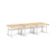Series L Desk for 6 + Boom Power Rail, Natural Oak, 47", White Legs,Natural Oak,hi-res