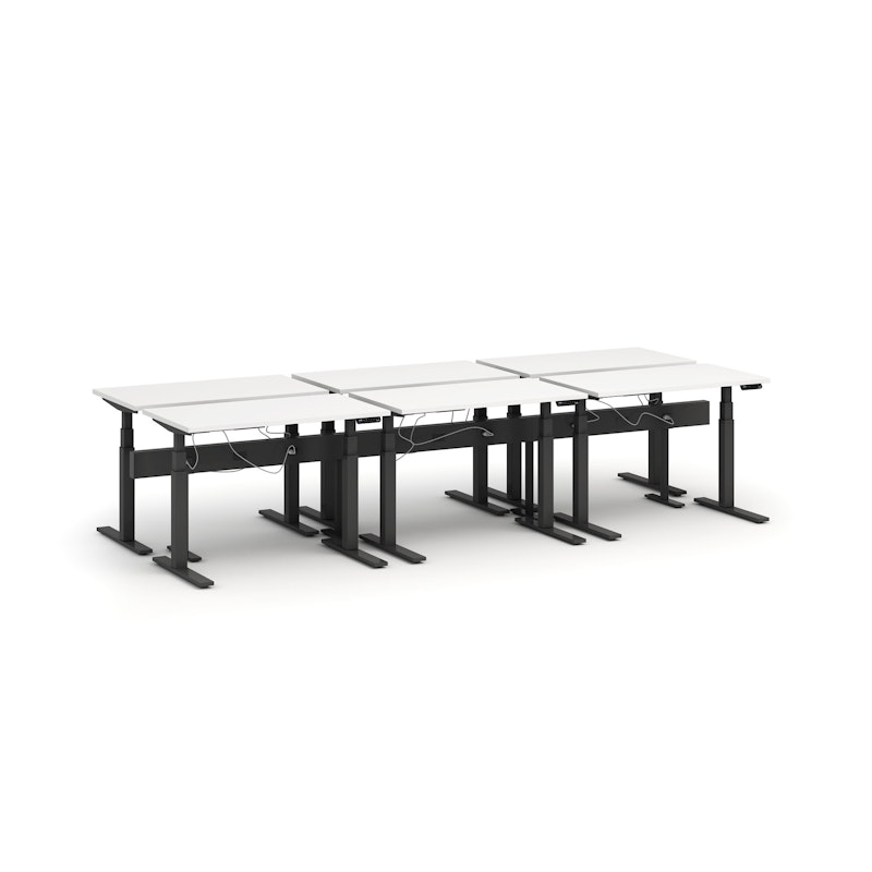 Series L Desk for 6 + Boom Power Rail, White, 47", Charcoal Legs,White,hi-res image number 0.0