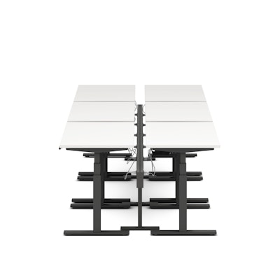Series L Desk for 6 + Boom Power Rail, White, 47", Charcoal Legs,White,hi-res