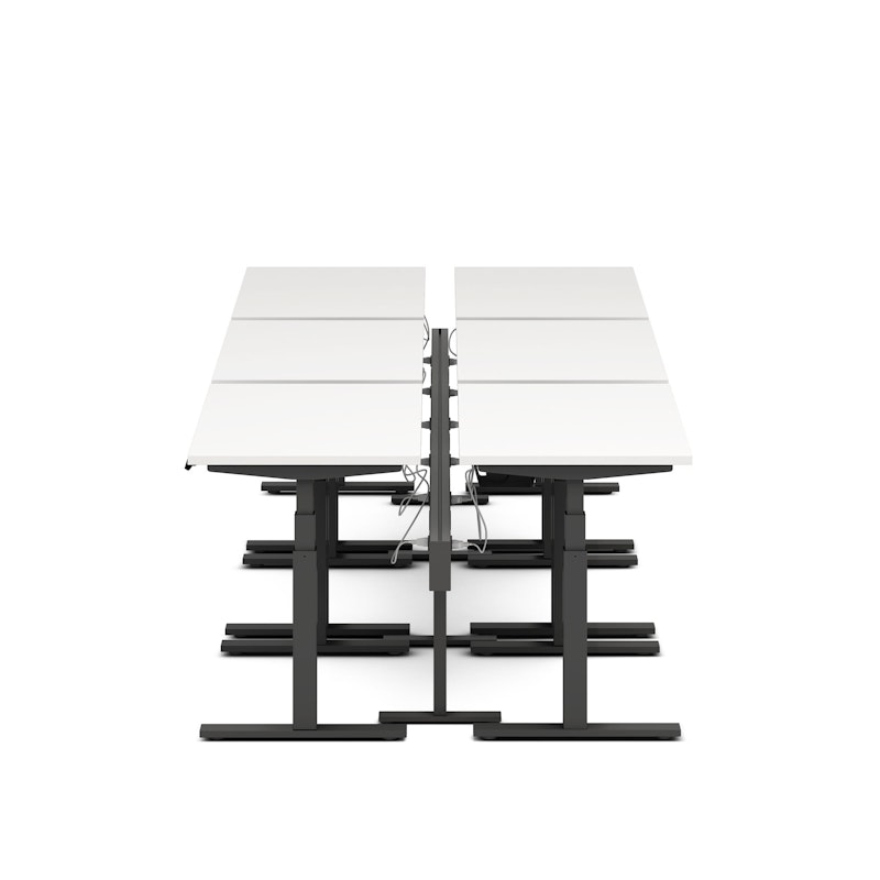 Series L Desk for 6 + Boom Power Rail, White, 47", Charcoal Legs,White,hi-res image number 1.0