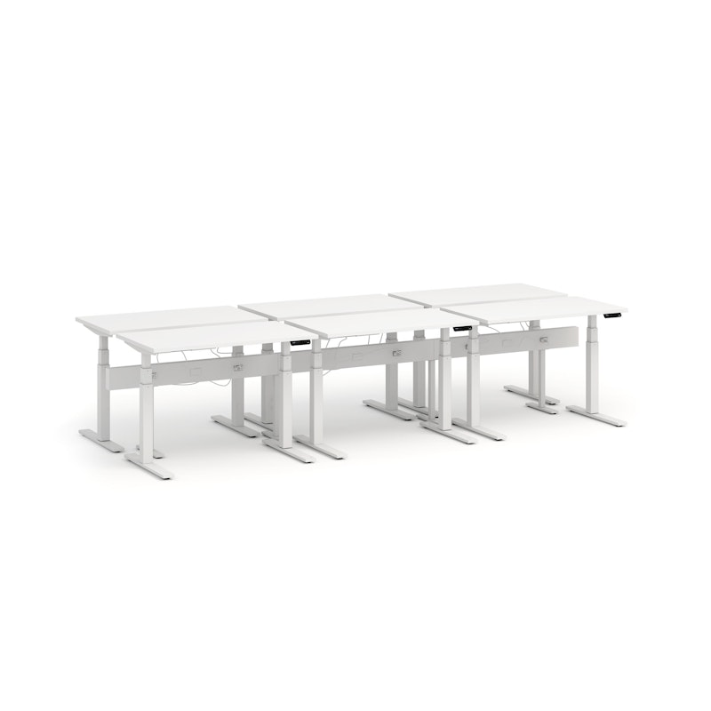 Series L Desk for 6 + Boom Power Rail, White, 47", White Legs,White,hi-res image number 0.0