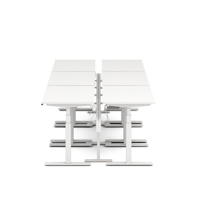 Series L Desk for 6 + Boom Power Rail, White Legs