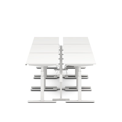 Series L Desk for 6 + Boom Power Rail, White, 47", White Legs,White,hi-res