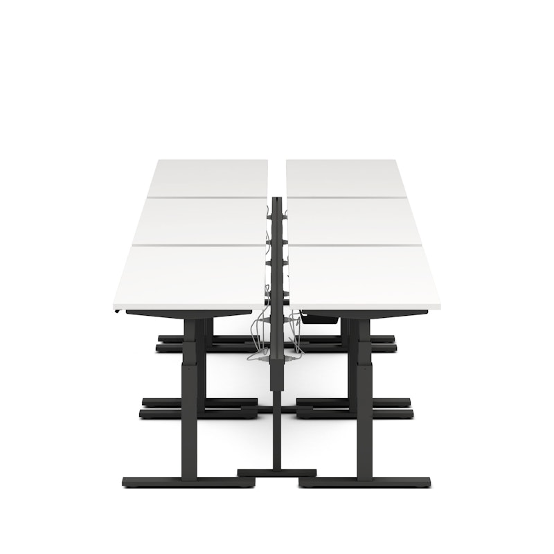 Series L Desk for 6 + Boom Power Rail, White, 57", Charcoal Legs,White,hi-res image number 1.0