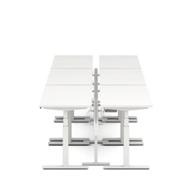 Series L Desk for 6 + Boom Power Rail, White Legs