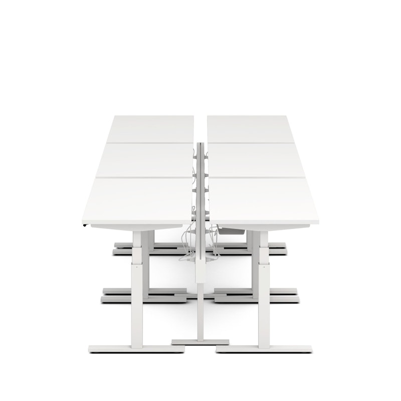 Series L Desk for 6 + Boom Power Rail, White, 57", White Legs,White,hi-res image number 1.0