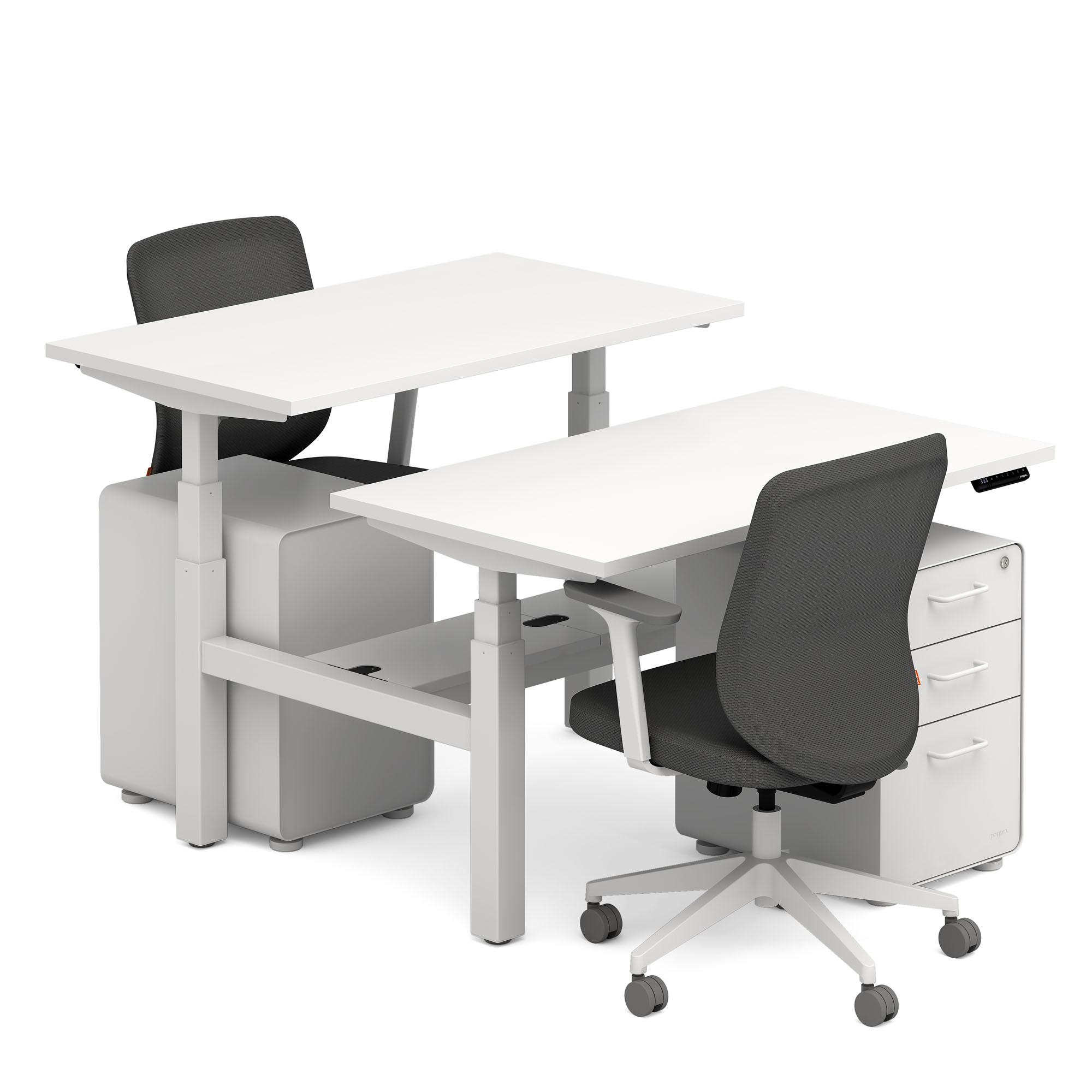 White Series L 47 Double Desk Max Task Chair White Stow File
