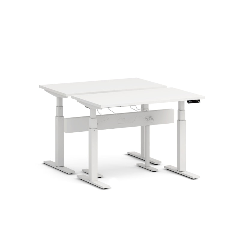 Series L Desk for 2 + Boom Power Rail, White, 47", White Legs,White,hi-res image number 0.0