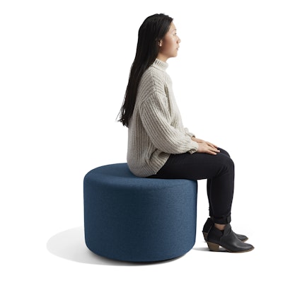 Dark Blue Block Party Lounge Round Ottoman, 24",Dark Blue,hi-res