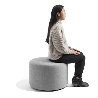 Gray Block Party Lounge Round Ottoman, 24",Gray,hi-res