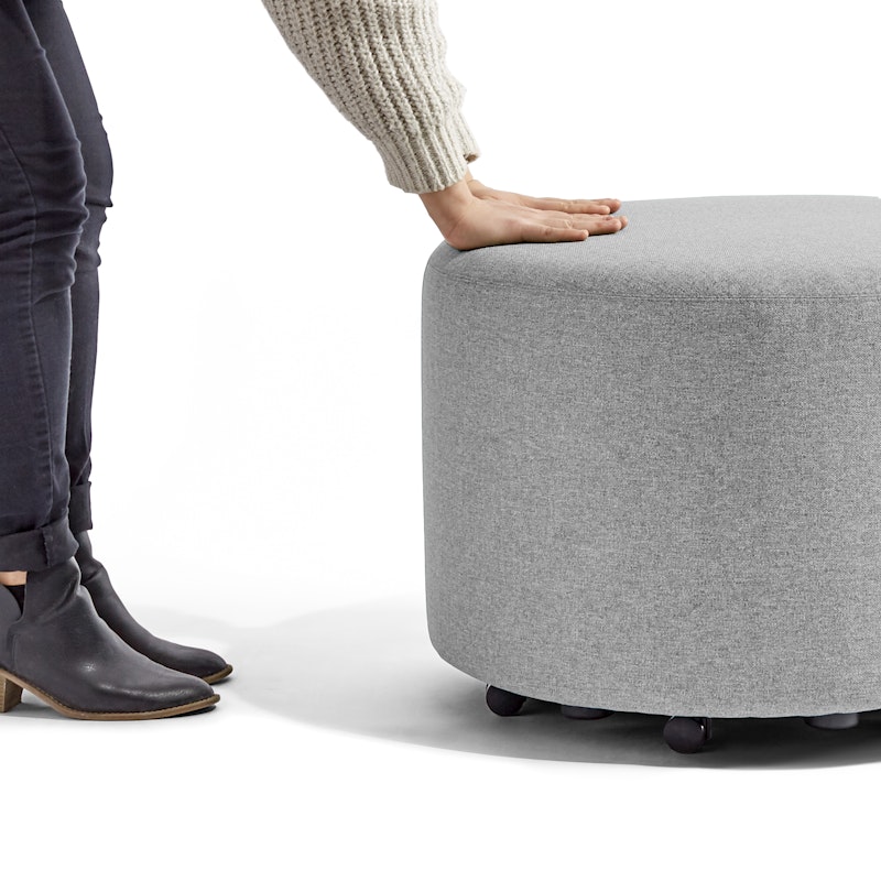 Gray Block Party Lounge Round Ottoman, 24",Gray,hi-res image number 2.0
