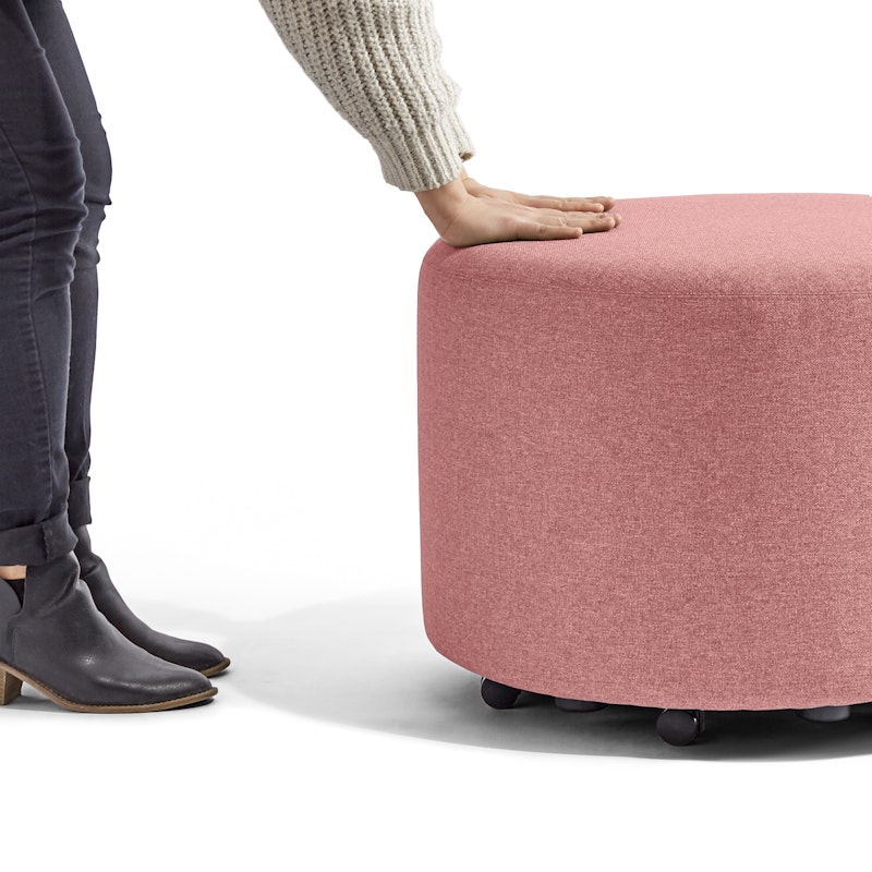 Rose Block Party Lounge Round Ottoman, 24",Rose,hi-res image number 3