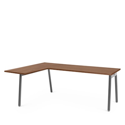 Series A Corner Desk, Walnut with Charcoal Base, Left Handed