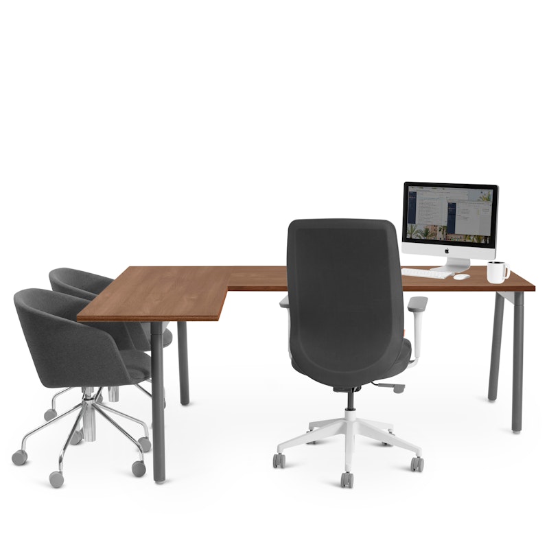 Series A Corner Desk, Walnut with Charcoal Base, Left Handed,Walnut,hi-res image number 2