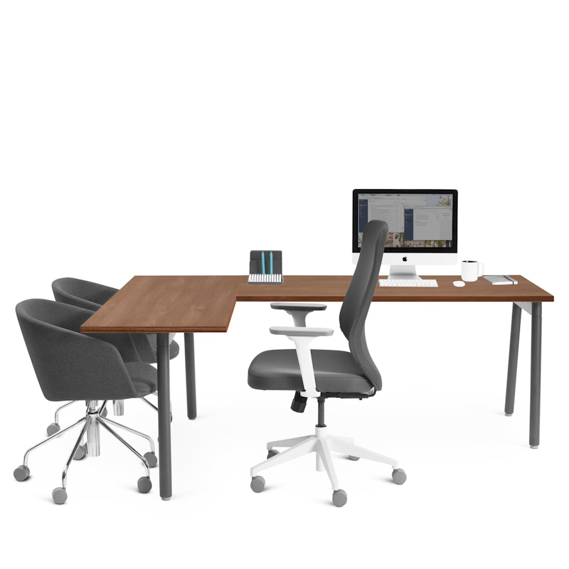 Series A Corner Desk, Walnut with Charcoal Base, Left Handed,Walnut,hi-res image number 4
