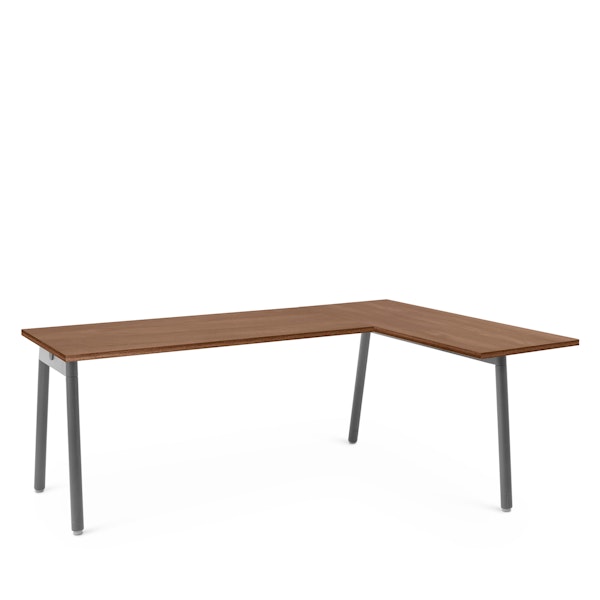 Series A Corner Desk, Walnut with Charcoal Base, Right Handed,Walnut,hi-res