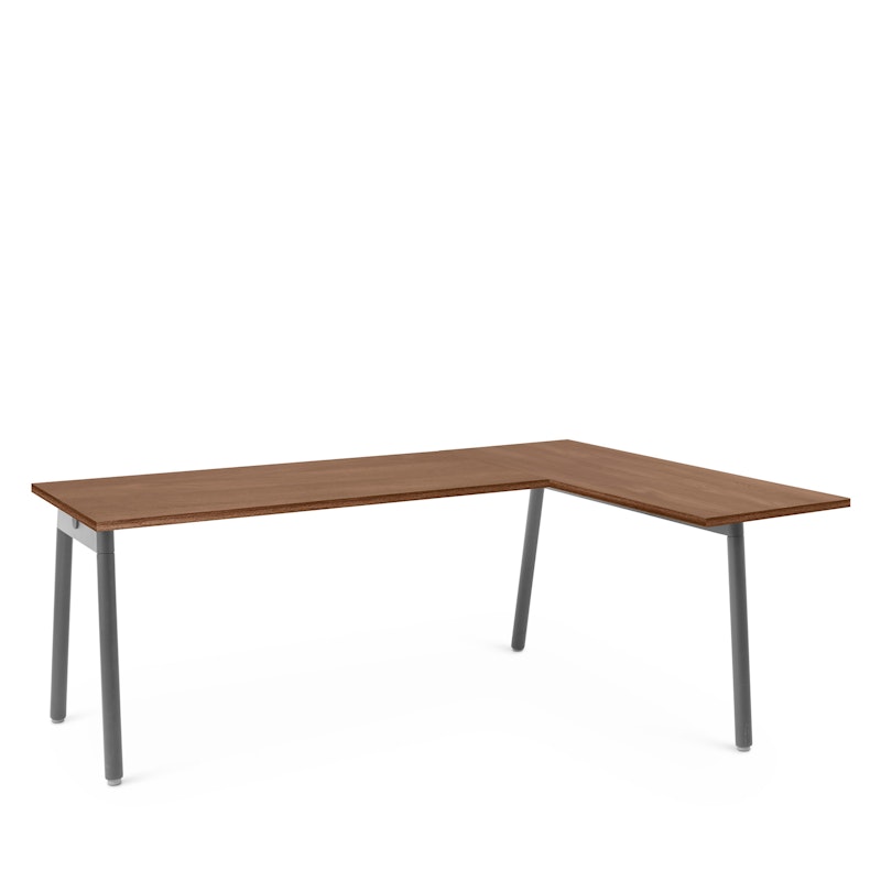 Series A Corner Desk, Walnut with Charcoal Base, Right Handed,Walnut,hi-res image number 0.0