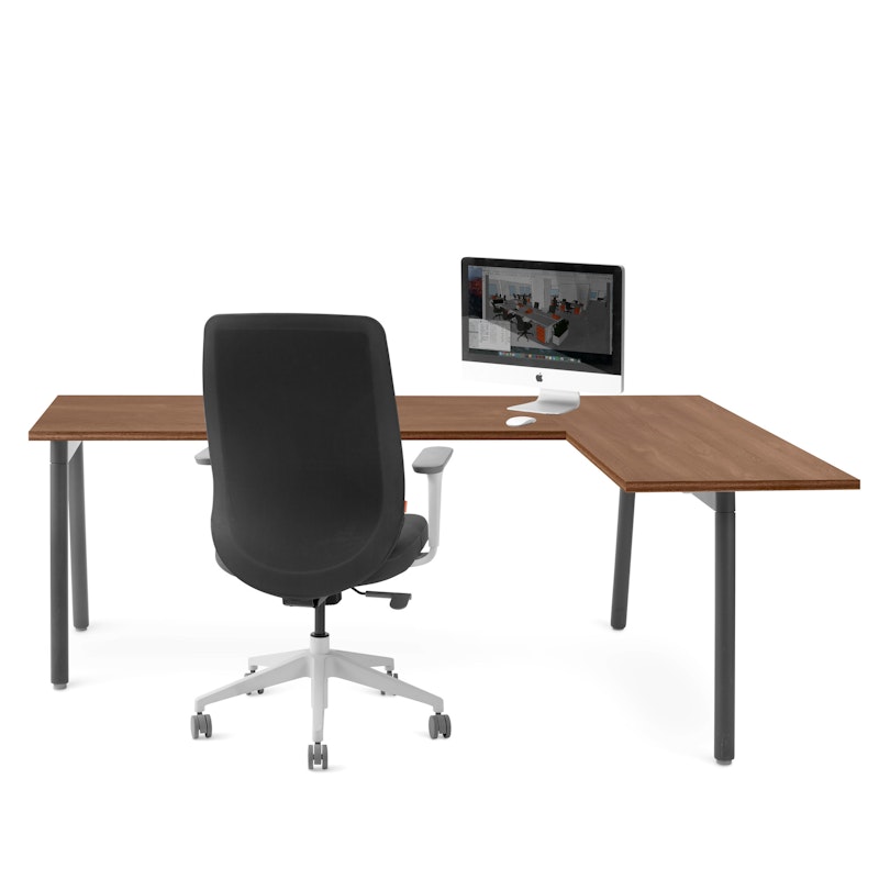 Series A Corner Desk, Walnut with Charcoal Base, Right Handed,Walnut,hi-res image number 2