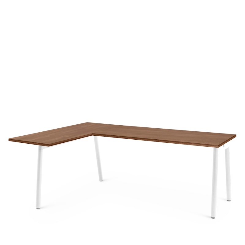 Series A Corner Desk, Walnut with White Base, Left Handed,Walnut,hi-res image number 0.0