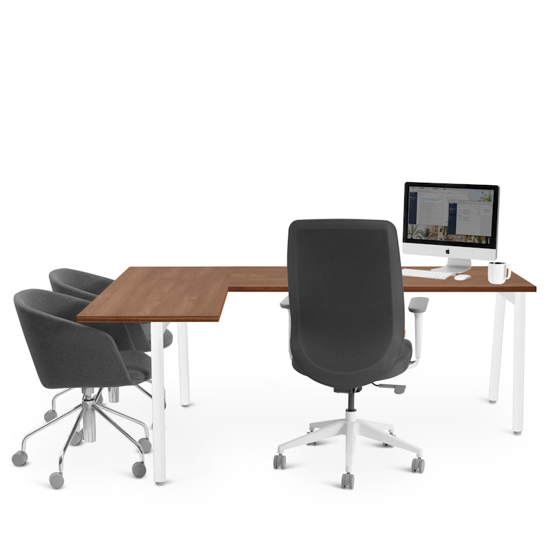 Series A Corner Desk, Walnut with White Base, Left Handed,Walnut,hi-res image number 2