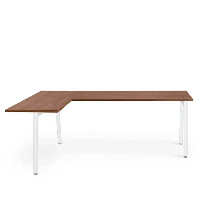Series A Corner Desk, Walnut with White Base, Left Handed,Walnut,hi-res image number 3