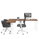 Series A Corner Desk, Walnut with White Base, Left Handed,Walnut,hi-res