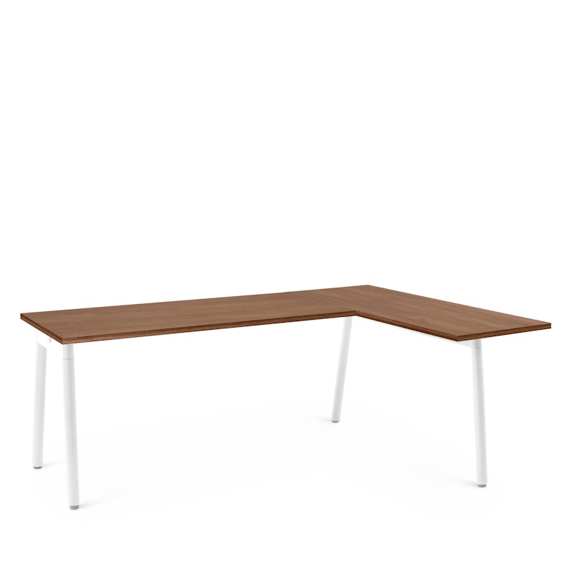 Series A Corner Desk, Walnut with White Base, Right Handed,Walnut,hi-res image number 1