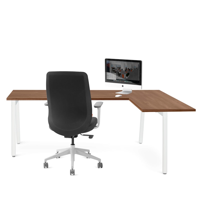 Series A Corner Desk, Walnut with White Base, Right Handed,Walnut,hi-res image number 2