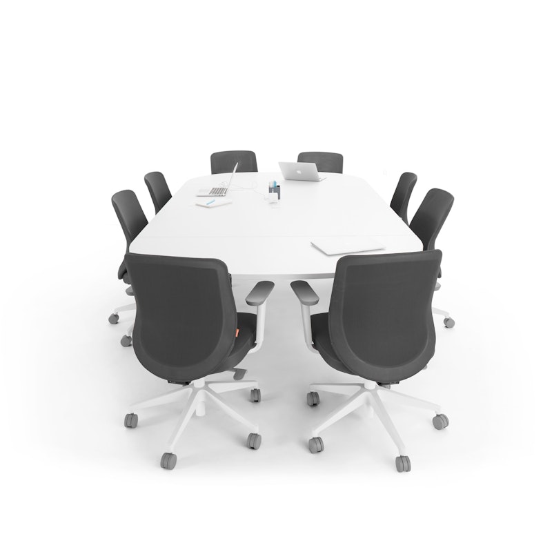 Series A Scale Racetrack Conference Table, White, 114x60", Charcoal Legs,White,hi-res image number 3